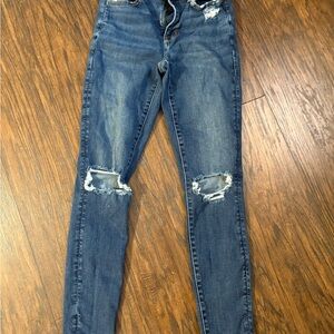 American Eagle Outfitters Blue Distressed Skinny Jeans